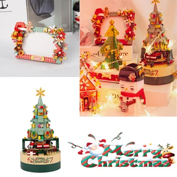 Sanrioed Božična Risanka Bloki Dekoracijo Paket Gospodinjski Okvir Za Slike Okraski Diy Drevo Music Box Igrače, Otroško Darilo